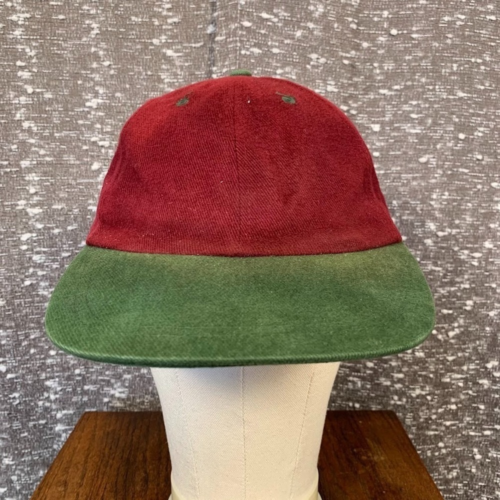 Vintage Headmost Blank Maroon & Green Snapback Cap Hat
